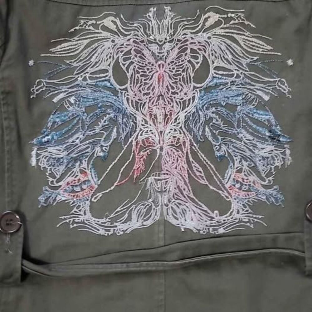 Large Womans Love Stitch army jacket Y2K - Picture 4 of 5